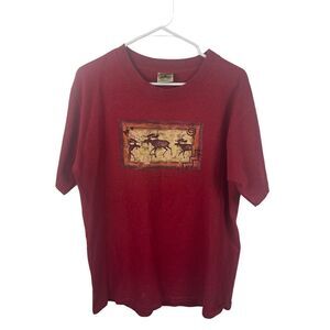 Vintage Eco Mountain Recycled Cotton Red Yellowstone Made in USA T Shirt‎ Size L